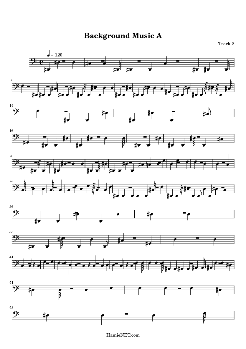 Background Music A Sheet Music - Background Music A Score • HamieNET.com