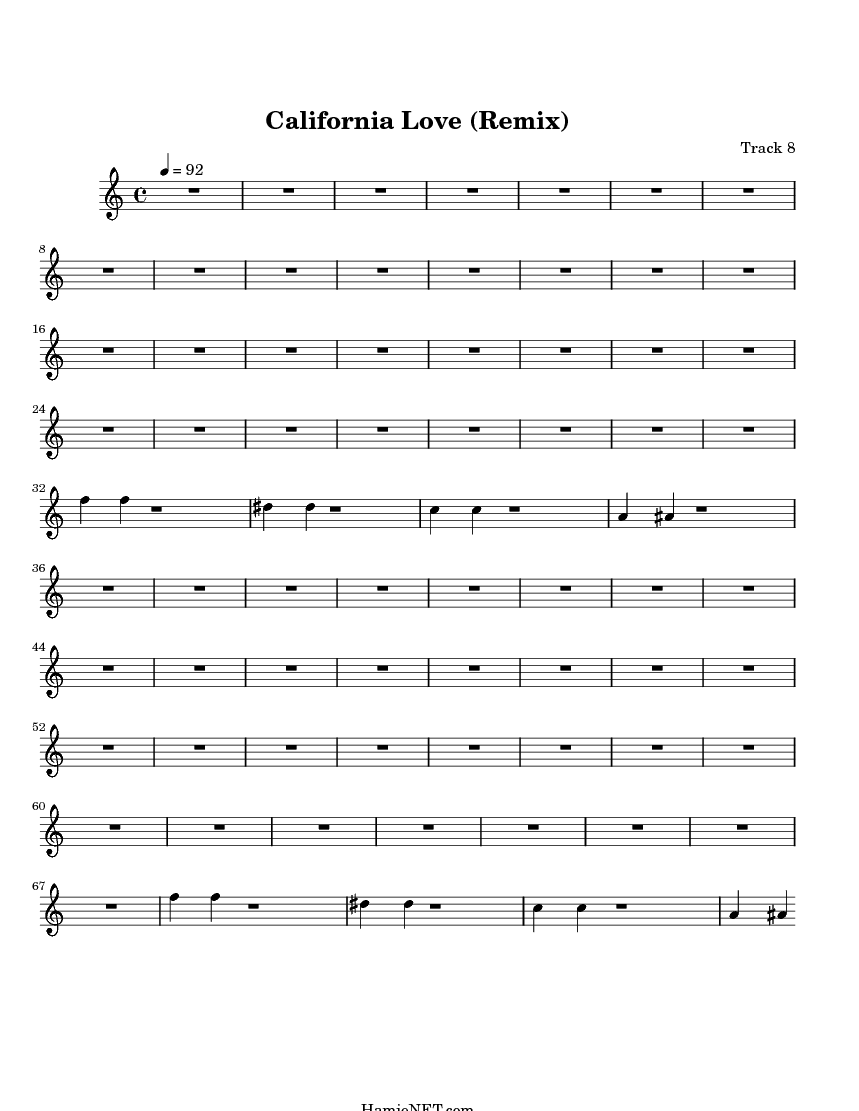 California Love (Remix) Sheet Music California Love (Remix) Score