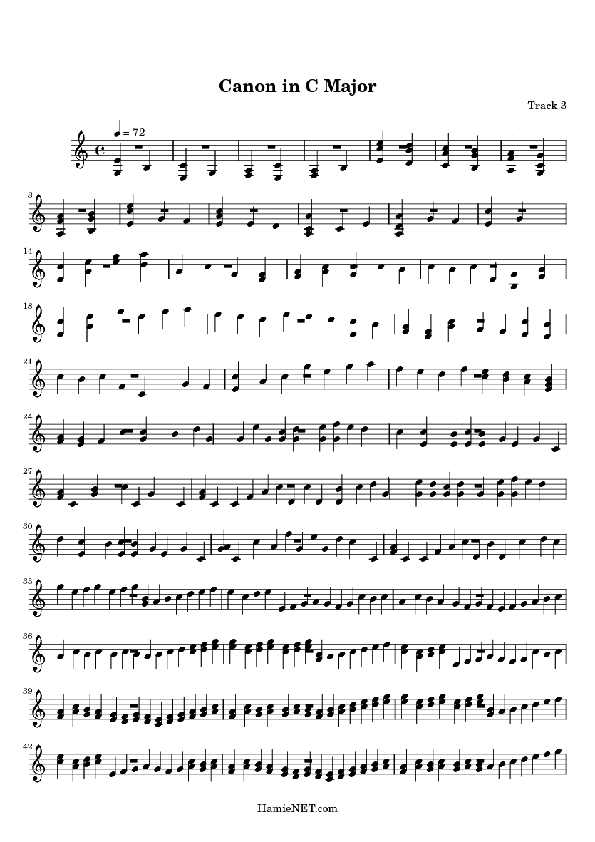 Canon In C Major Sheet Music Canon In C Major Score • 