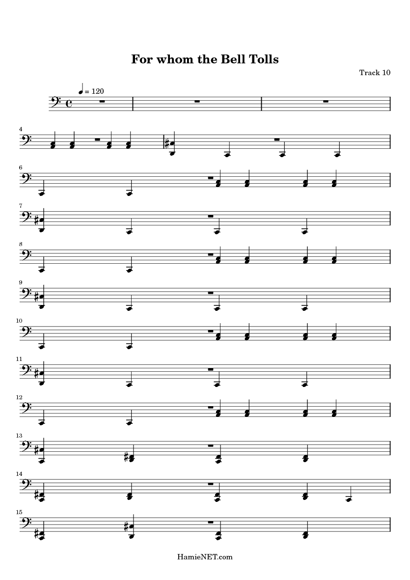 For whom the Bell Tolls Sheet Music For whom the Bell Tolls Score