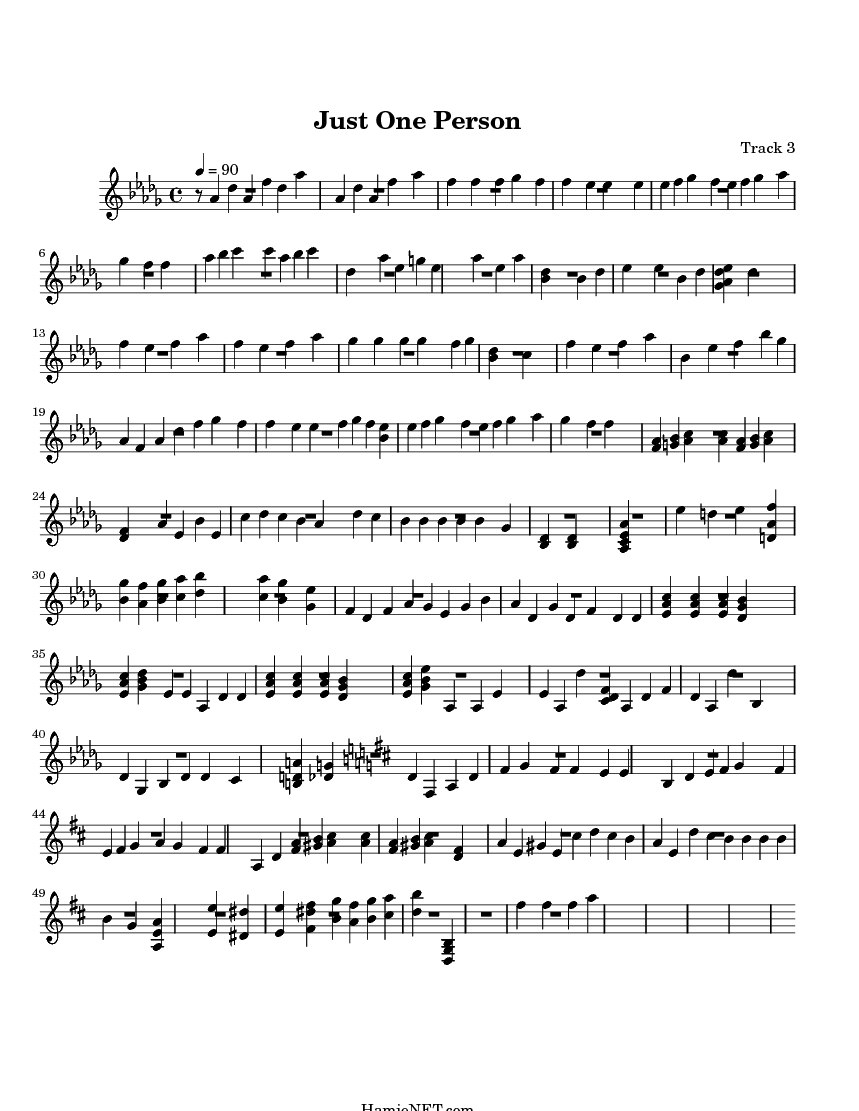 Just One Person Sheet Music - Just One Person Score • HamieNET.com