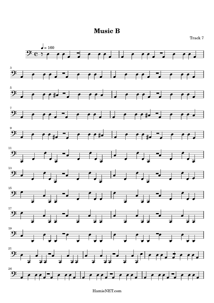 Music B Sheet Music - Music B Score • HamieNET.com