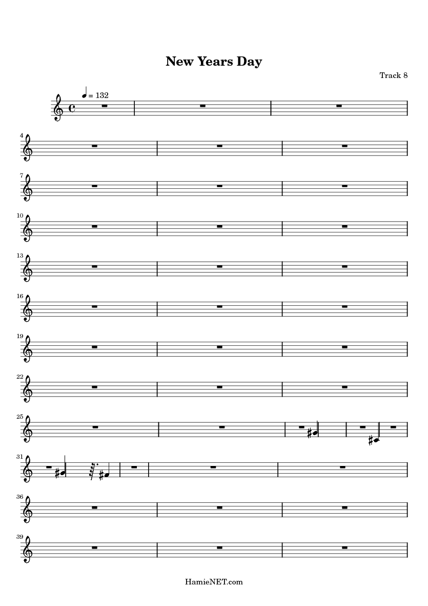 New Years Day Sheet Music - New Years Day Score • HamieNET.com