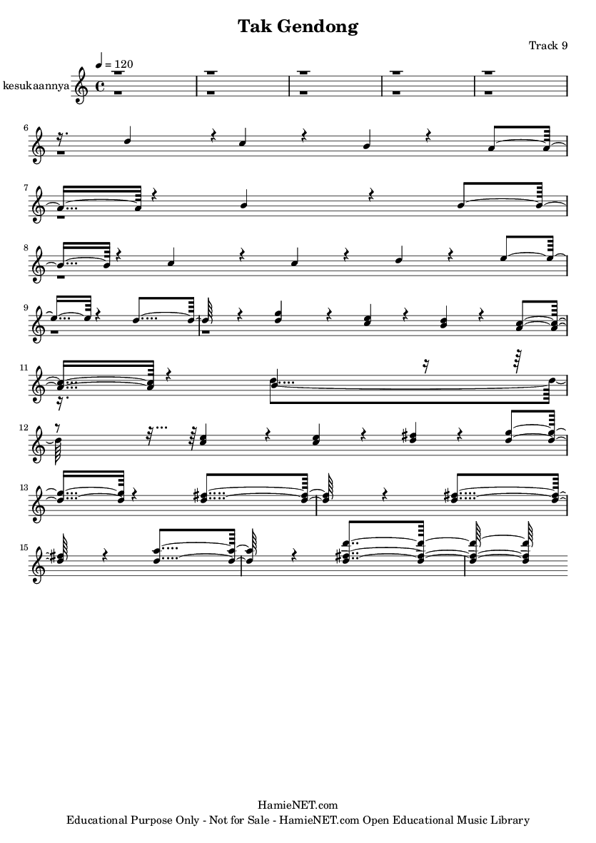 Tak Gendong Sheet Music - Tak Gendong Score • HamieNET.com